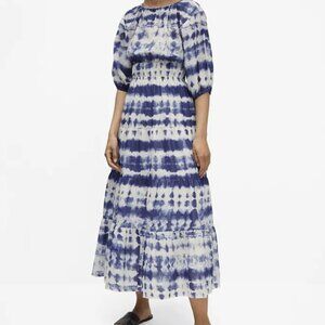 Mango Tie-Dye Print Open Back Dress | Size M